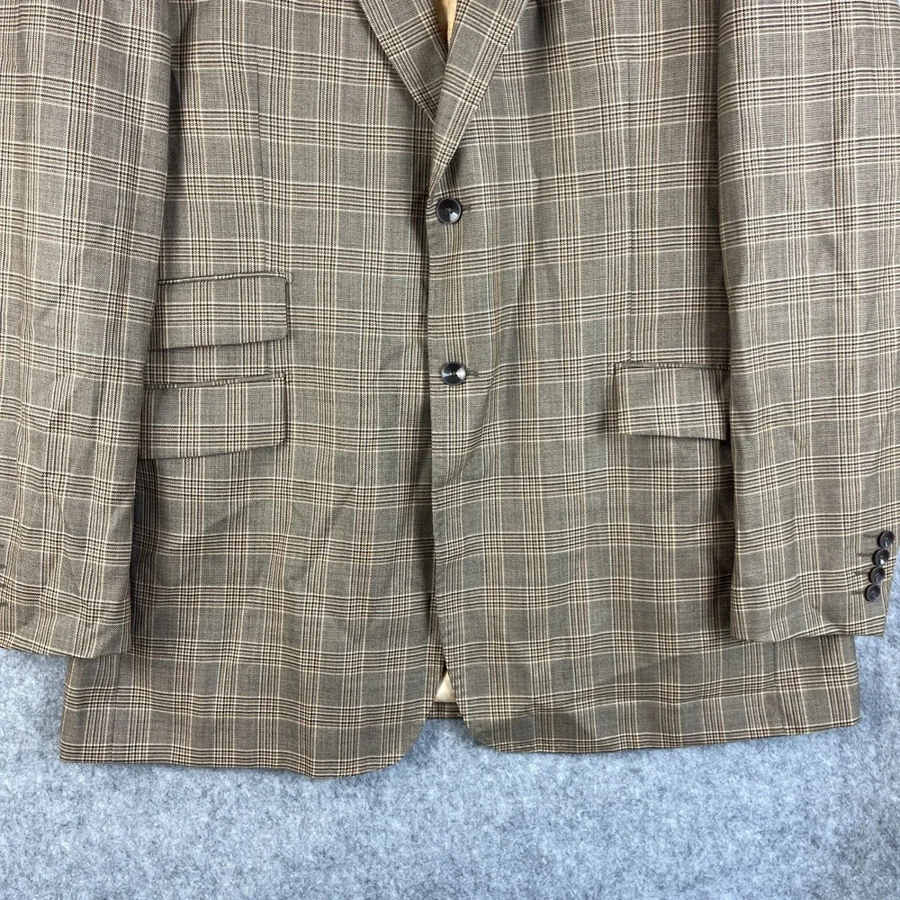 Ranieri Nomo Blazer Mens 50L Tan Wool Windowpane Plaid Classic Super 150s Italy